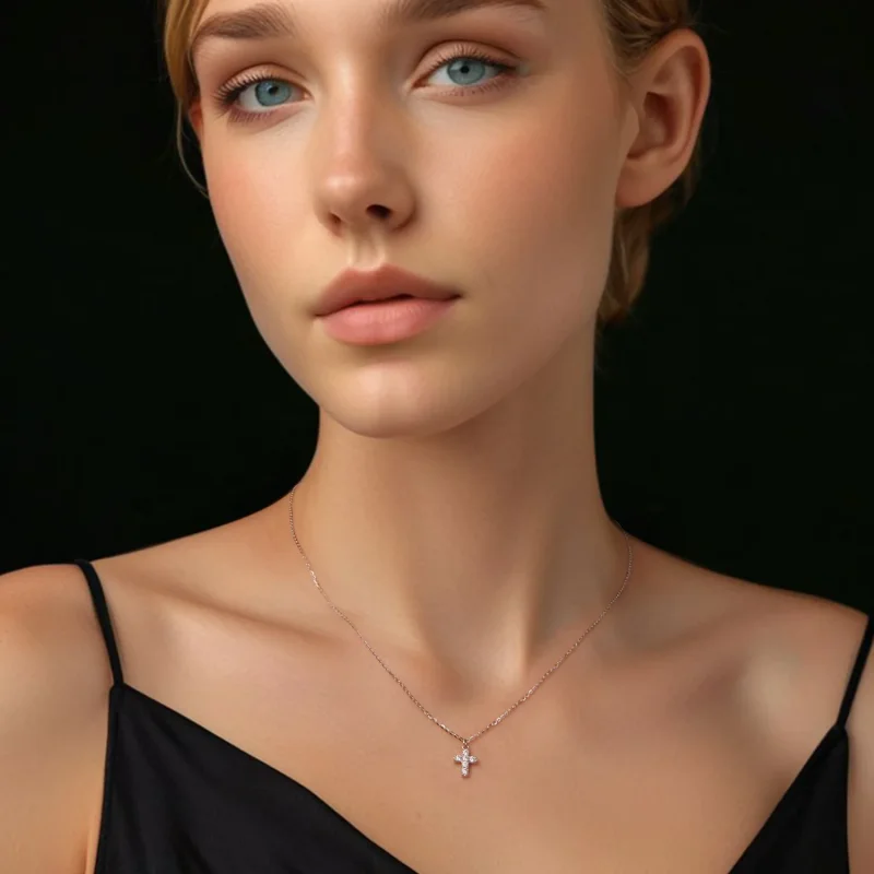 (imagine pentru) Colier Cruce Stil PANDORA (cu un certificat) - MSN039 - Vizualizare 5