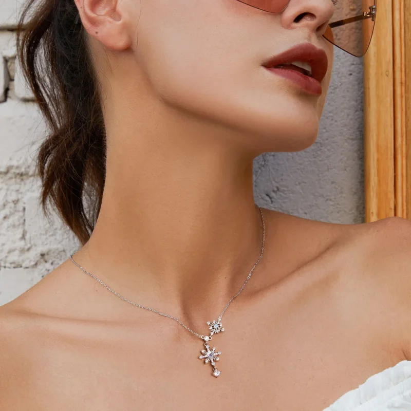 (imagine pentru) Colier cu fulgi de nea stil PANDORA - BSN364 - Vizualizare 6