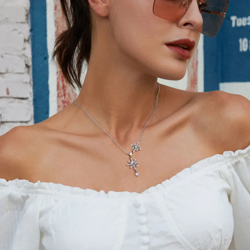 (imagine pentru) Colier cu fulgi de nea stil PANDORA - BSN364 - Vizualizare 7
