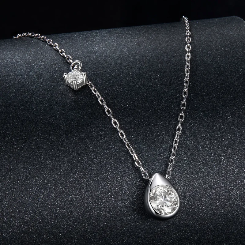 (imagine pentru) Colier cu picătură moissanită stil PANDORA de 0,5 ct (cu un certificat) - MSN037 - Vizualizare 2