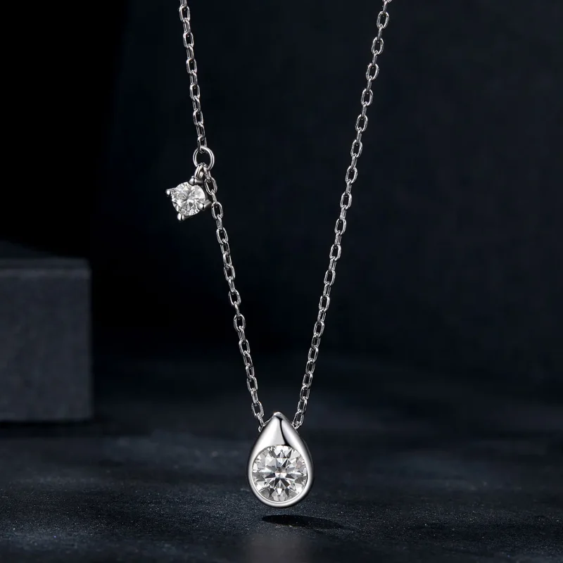 (imagine pentru) Colier cu picătură moissanită stil PANDORA de 0,5 ct (cu un certificat) - MSN037 - Vizualizare 3