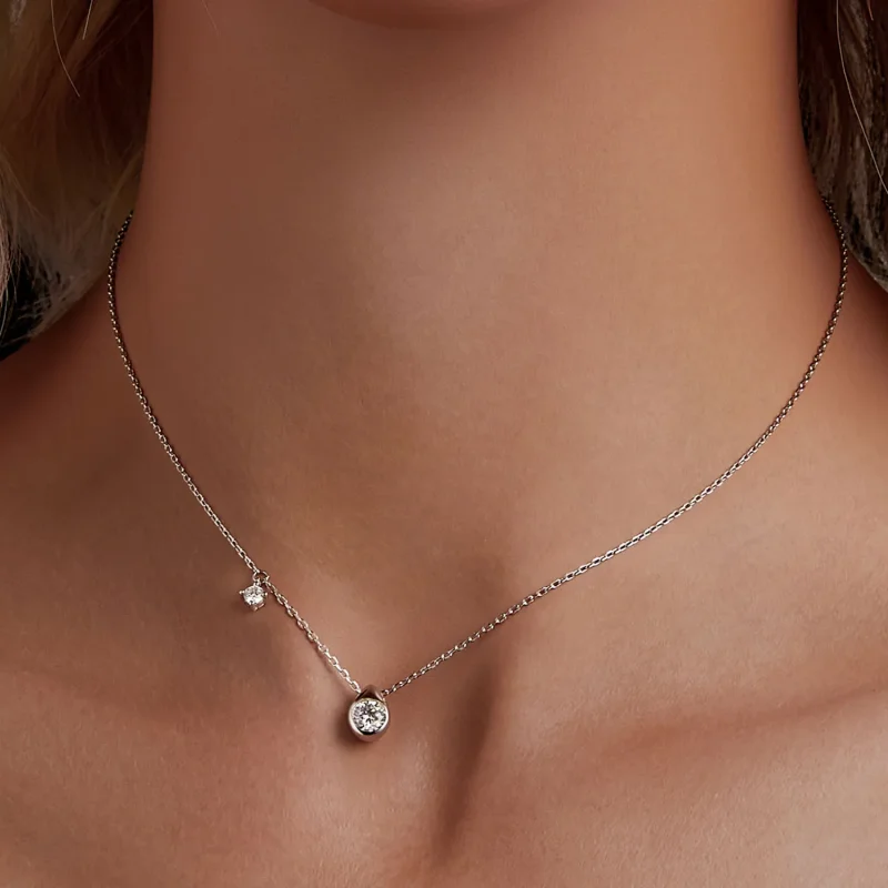 (imagine pentru) Colier cu picătură moissanită stil PANDORA de 0,5 ct (cu un certificat) - MSN037 - Vizualizare 5