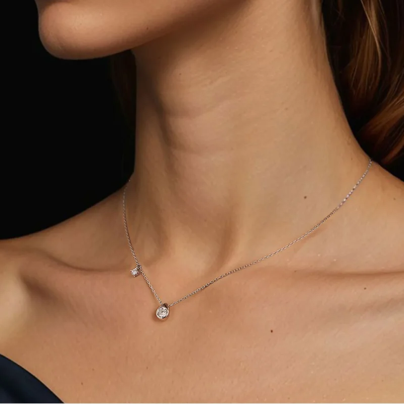 (imagine pentru) Colier cu picătură moissanită stil PANDORA de 0,5 ct (cu un certificat) - MSN037 - Vizualizare 6