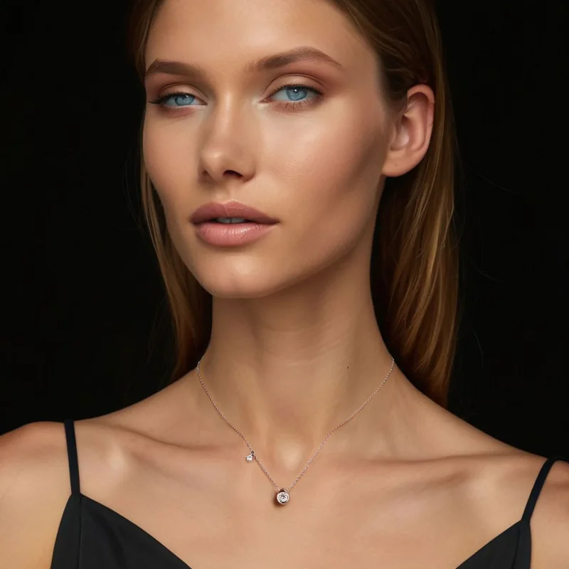 (imagine pentru) Colier cu picătură moissanită stil PANDORA de 0,5 ct (cu un certificat) - MSN037 - Vizualizare 7
