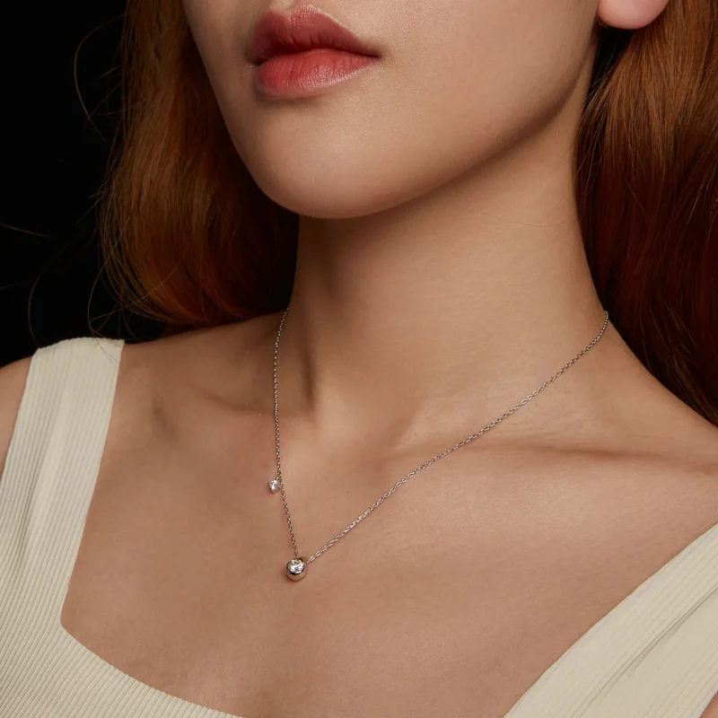 (imagine pentru) Colier cu picătură moissanită stil PANDORA de 0,5 ct (cu un certificat) - MSN037 - Vizualizare 8