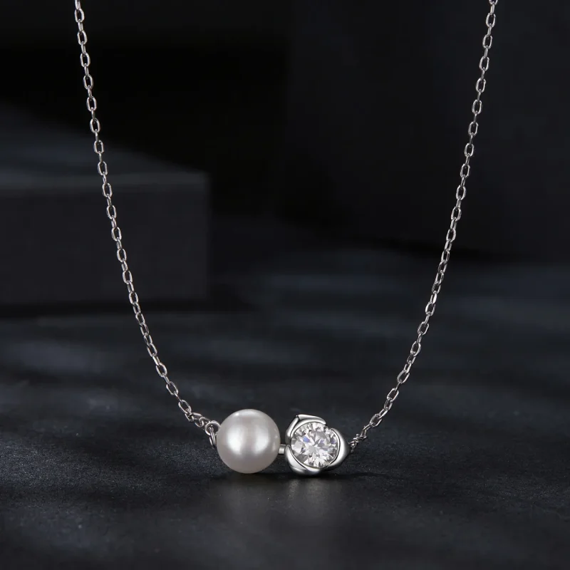 (imagine pentru) Colier cu trandafiri Moissanite Stil PANDORA (cu un certificat) - MSN040 - Vizualizare 3