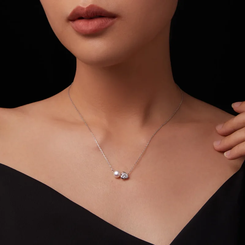 (imagine pentru) Colier cu trandafiri Moissanite Stil PANDORA (cu un certificat) - MSN040 - Vizualizare 7