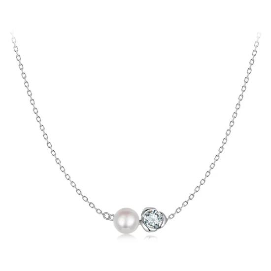 (imagine pentru) Colier cu trandafiri Moissanite Stil PANDORA (cu un certificat) - MSN040