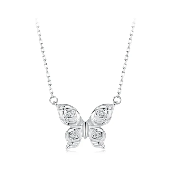 (imagine pentru) Colier Fluture Trandafir Stil PANDORA - BSN396