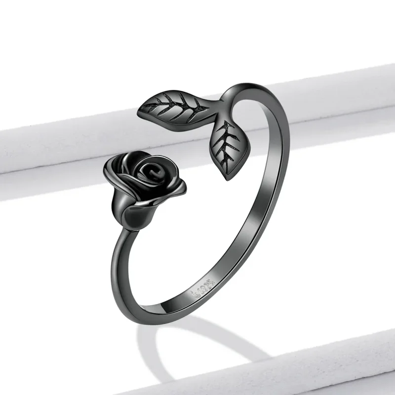 (imagine pentru) Inel deschis stil PANDORA Trandafir Negru - BSR239 - Vizualizare 2