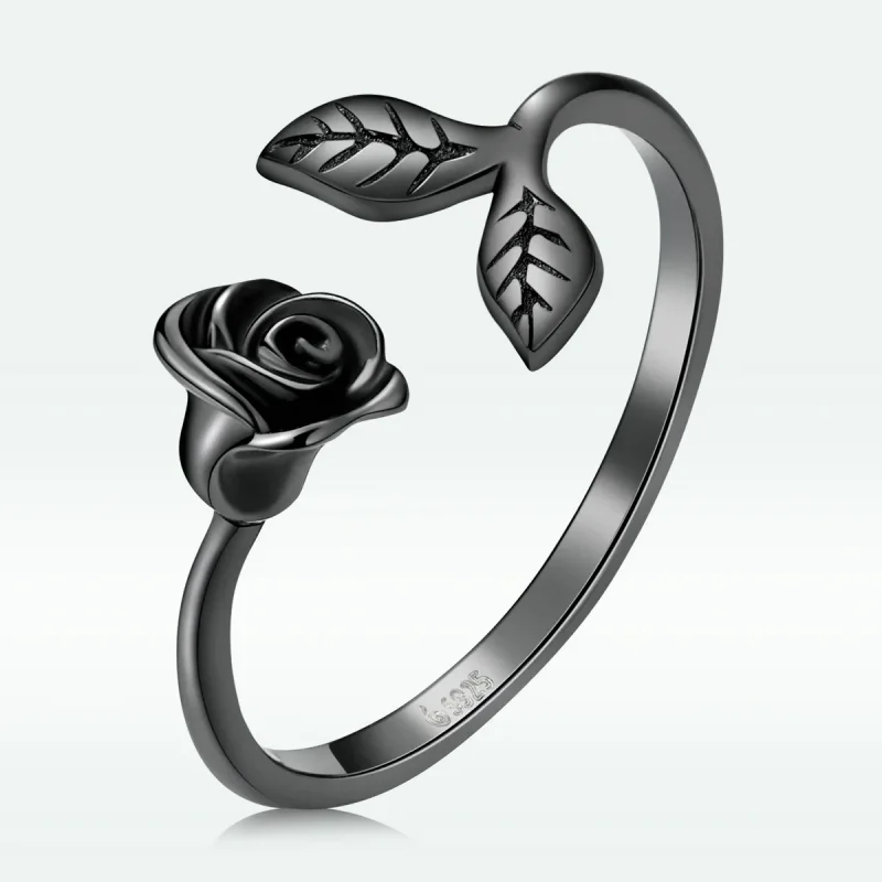 (imagine pentru) Inel deschis stil PANDORA Trandafir Negru - BSR239 - Vizualizare 3