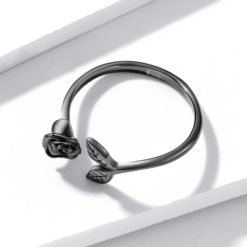 (imagine pentru) Inel deschis stil PANDORA Trandafir Negru - BSR239 - Vizualizare 4