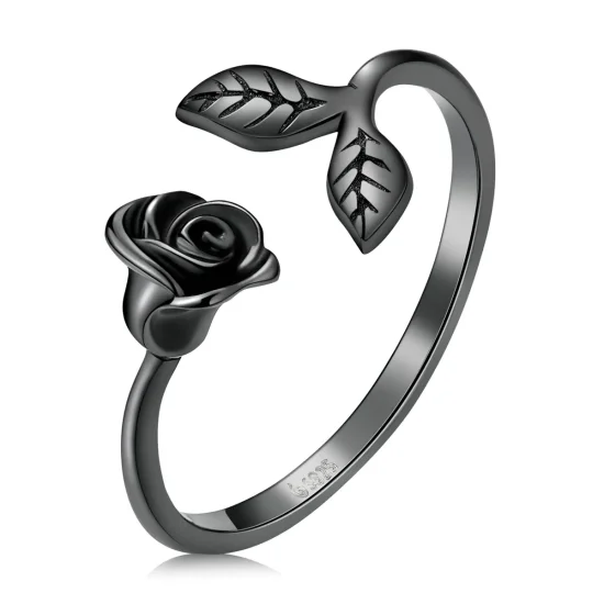 (imagine pentru) Inel deschis stil PANDORA Trandafir Negru - BSR239