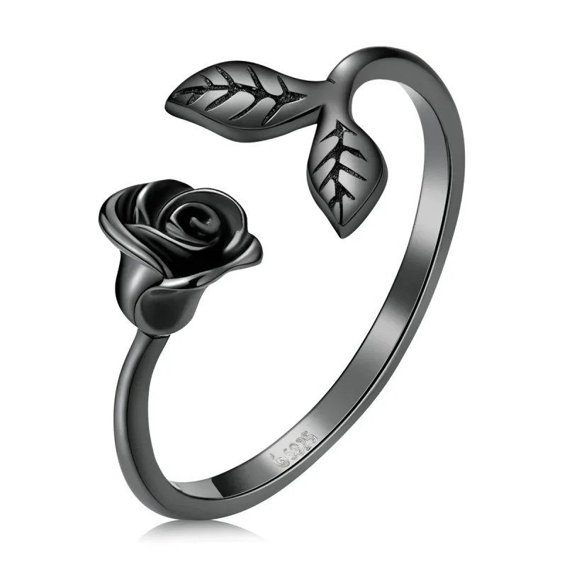 (imagine pentru) Inel deschis stil PANDORA Trandafir Negru - BSR239