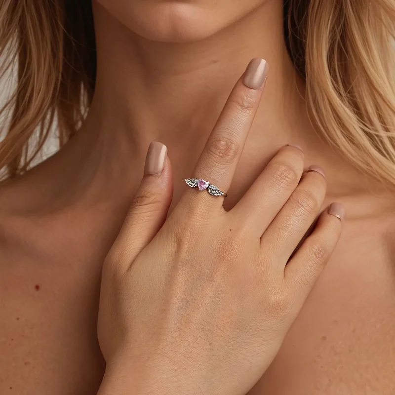 (imagine pentru) Inel Stil Inimă Wings PANDORA - SCR874 - Vizualizare 2