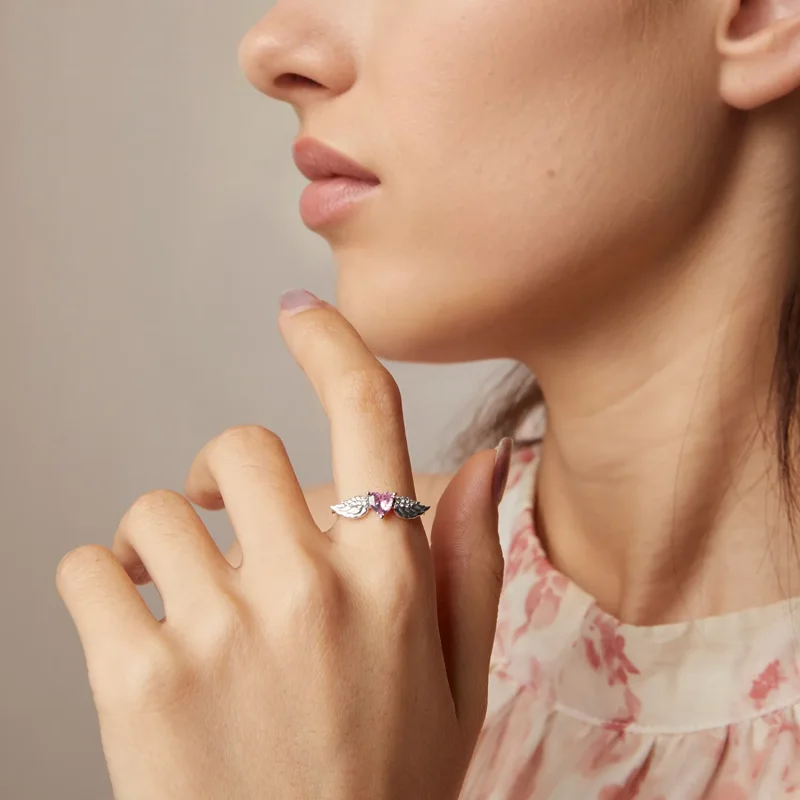 (imagine pentru) Inel Stil Inimă Wings PANDORA - SCR874 - Vizualizare 4
