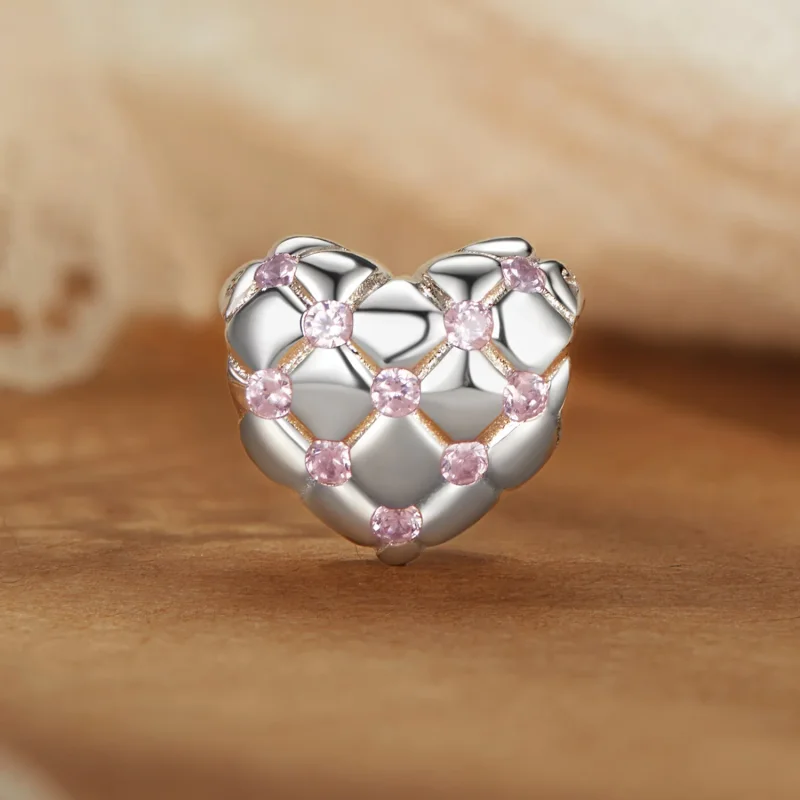 (imagine pentru) Margele de inimă de diamant roz stil PANDORA - BSC1054 - Vizualizare 2