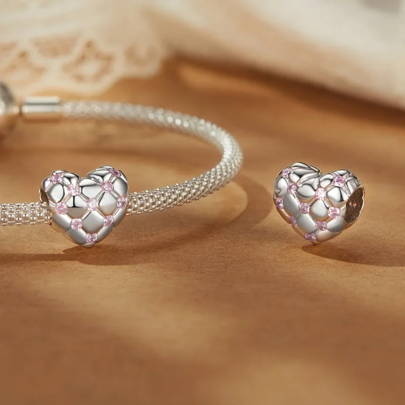 (imagine pentru) Margele de inimă de diamant roz stil PANDORA - BSC1054 - Vizualizare 4
