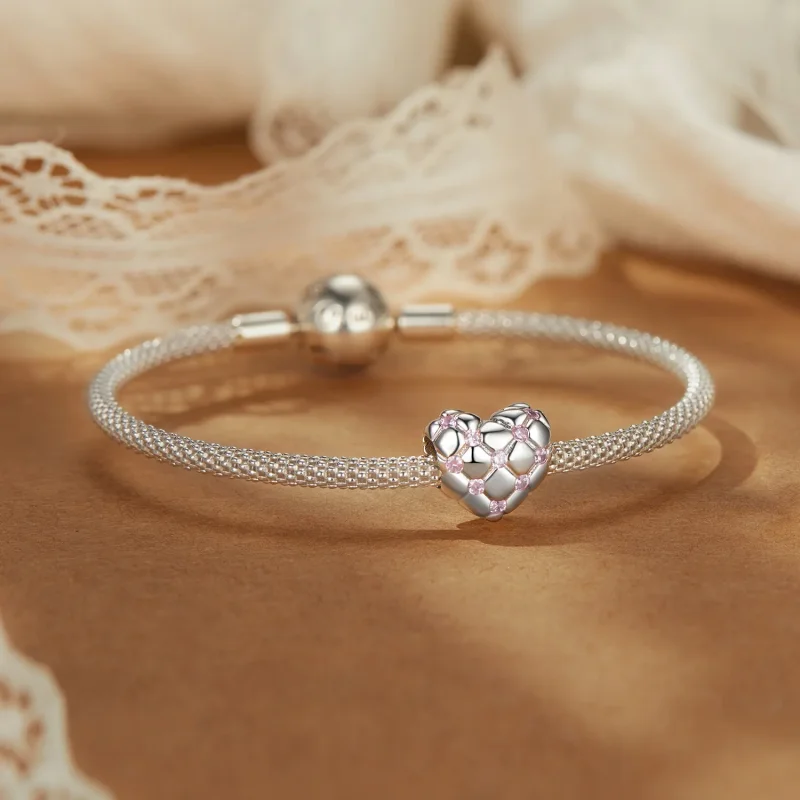 (imagine pentru) Margele de inimă de diamant roz stil PANDORA - BSC1054 - Vizualizare 5