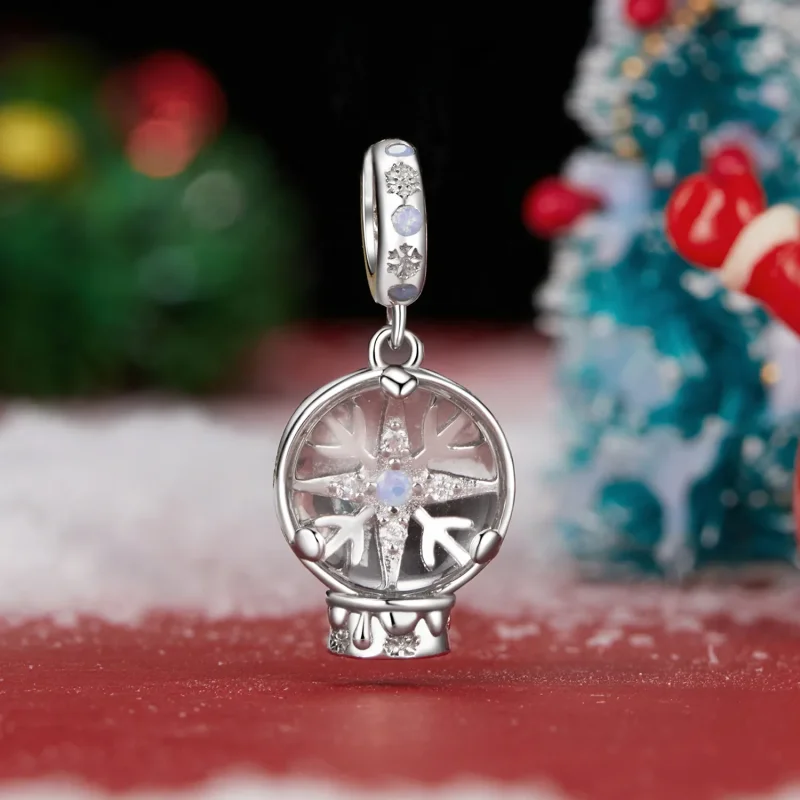 (imagine pentru) Pandantiv cu bile de cristal fulg de nea de Craciun in stil PANDORA - SCC2917 - Vizualizare 2
