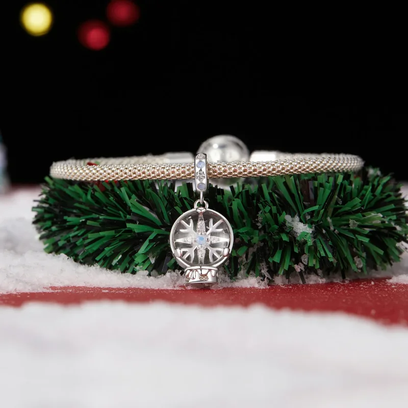 (imagine pentru) Pandantiv cu bile de cristal fulg de nea de Craciun in stil PANDORA - SCC2917 - Vizualizare 3