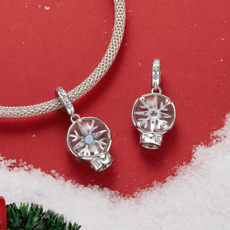 (imagine pentru) Pandantiv cu bile de cristal fulg de nea de Craciun in stil PANDORA - SCC2917 - Vizualizare 4