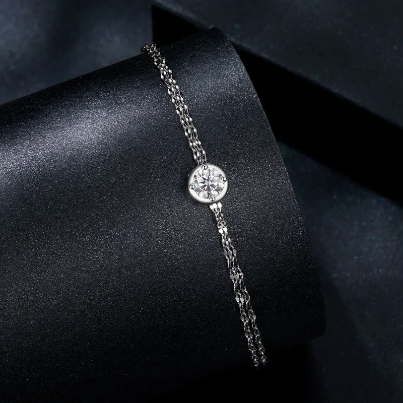 (imagine pentru) PANDORA Style 0.5ct Moissanite brățară cu gresie dublă (cu un certificat) - MSB0 - Vizualizare 2