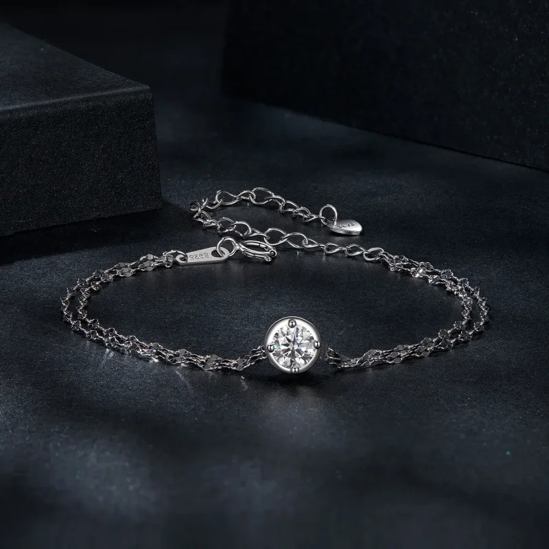 (imagine pentru) PANDORA Style 0.5ct Moissanite brățară cu gresie dublă (cu un certificat) - MSB0 - Vizualizare 3