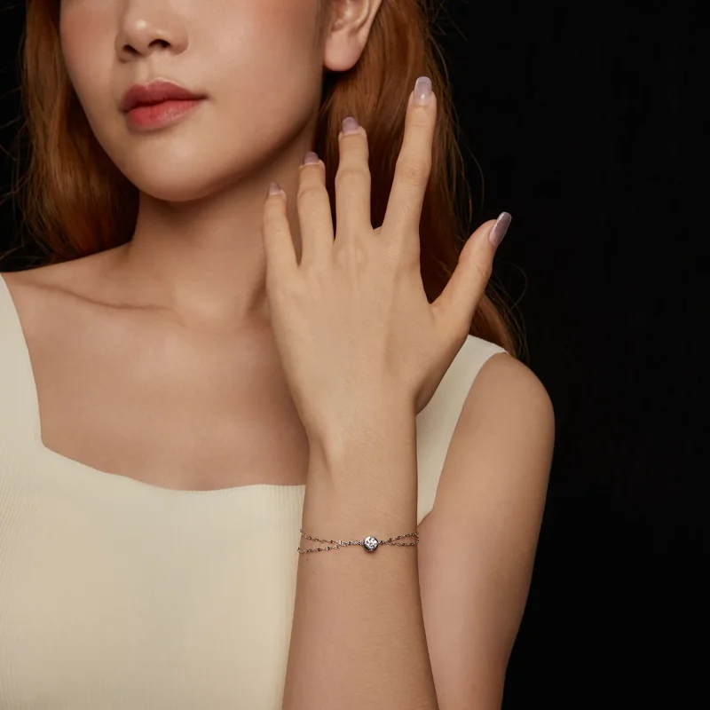 (imagine pentru) PANDORA Style 0.5ct Moissanite brățară cu gresie dublă (cu un certificat) - MSB0 - Vizualizare 6