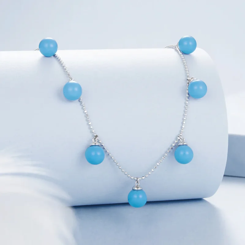 (imagine pentru) PANDORA Style Blue turcoaz colier claviculă - BSN405 - Vizualizare 2