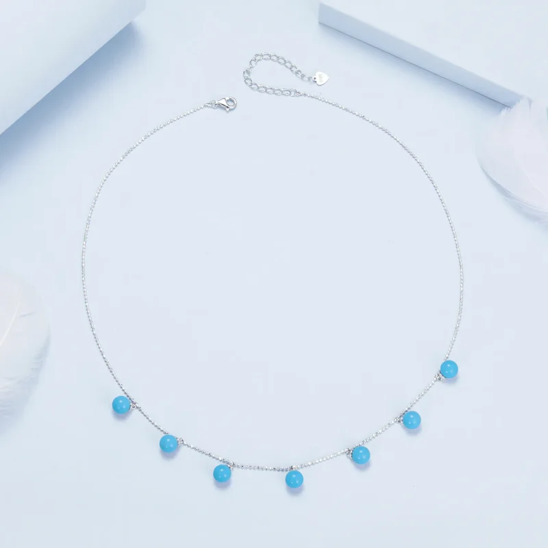 (imagine pentru) PANDORA Style Blue turcoaz colier claviculă - BSN405 - Vizualizare 4