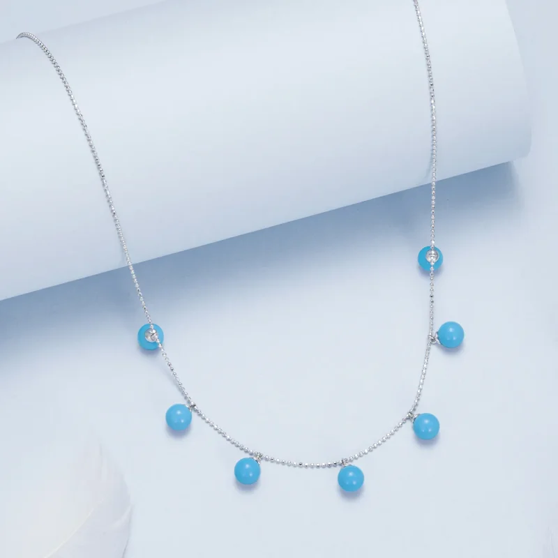 (imagine pentru) PANDORA Style Blue turcoaz colier claviculă - BSN405 - Vizualizare 5