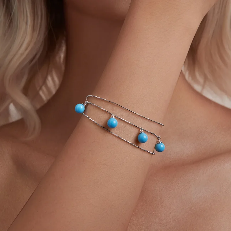 (imagine pentru) PANDORA Style Blue turcoaz colier claviculă - BSN405 - Vizualizare 7