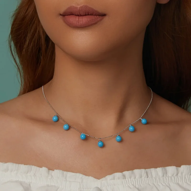 (imagine pentru) PANDORA Style Blue turcoaz colier claviculă - BSN405 - Vizualizare 11