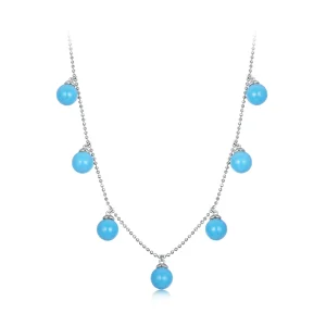 (imagine pentru) PANDORA Style Blue turcoaz colier claviculă - BSN405