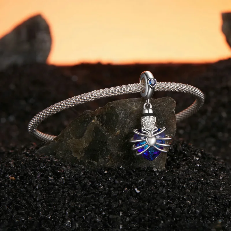 (imagine pentru) PANDORA Style Memorial Rose Heart Blue - BSC1058-BU - Vizualizare 3