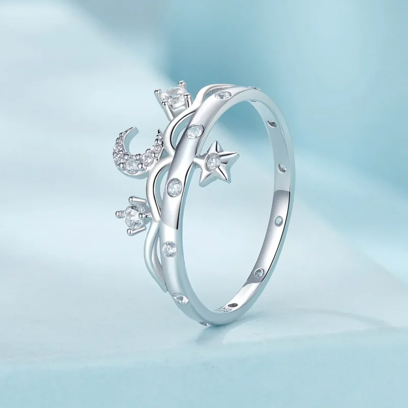 (imagine pentru) Stil PANDORA Inel Star and Moon - SCR1046 - Vizualizare 2