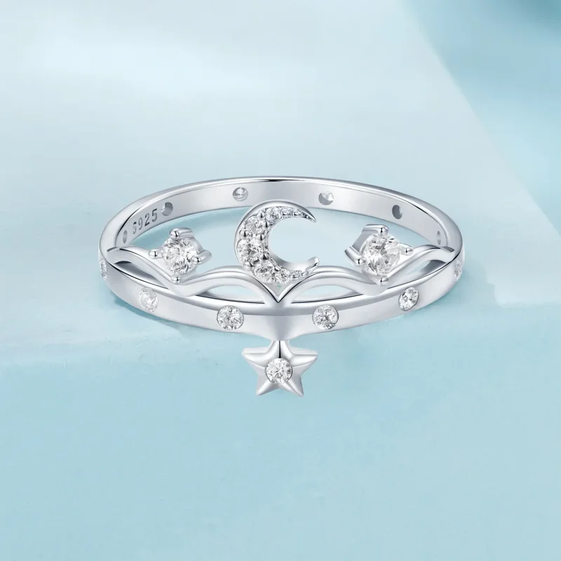 (imagine pentru) Stil PANDORA Inel Star and Moon - SCR1046 - Vizualizare 3
