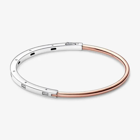 (imagine pentru) Brățară fixă pavé I-D în două tonuri Pandora Signature - 582740C01