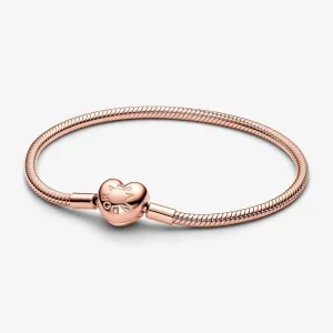 (imagine pentru) Brățară Pandora Moments de tip lănțișor clasic, cu închizătoare în formă de inimă - 583050C00