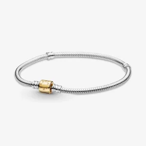 (imagine pentru) Brățară Pandora Moments lanț clasic cu închizătoare de tip inel în două nuanțe - 599347C00