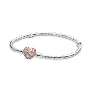 (imagine pentru) Brățară Pandora Moments Pavé cu închizătoare în formă de inimă - 586292CZ