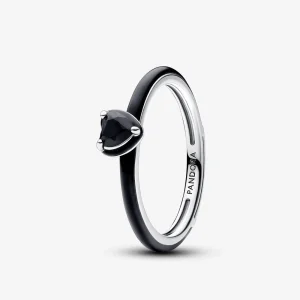 (imagine pentru) Inel cu inimă chakra neagră Pandora ME - 193088C01