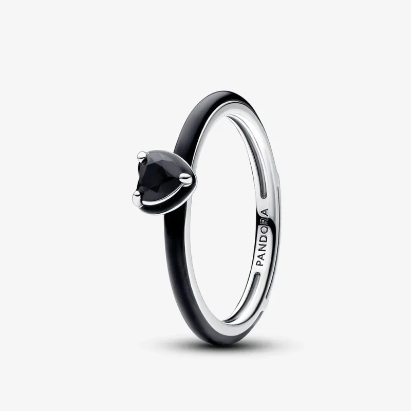 (imagine pentru) Inel cu inimă chakra neagră Pandora ME - 193088C01