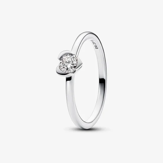 (imagine pentru) Pandora Heart sterling silver ring with 0.25 ct TW G-J VS+ round brilliant excellent cut lab-grown diamond - 193115C01