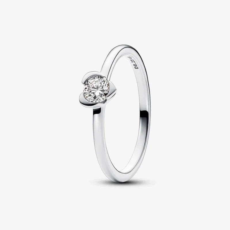 (imagine pentru) Pandora Heart sterling silver ring with 0.25 ct TW G-J VS+ round brilliant excellent cut lab-grown diamond - 193115C01