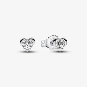 (imagine pentru) Pandora Heart sterling silver stud earrings with 0.30 ct TW G-J VS+ round brilliant excellent cut lab-grown diamond - 293111C01
