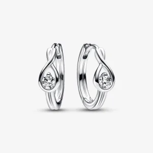 (imagine pentru) Sterling silver hoop earrings with 0.20 ct TW G-J VS+ round brilliant excellent cut lab-grown diamond - 292412C01