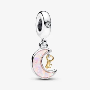 (imagine pentru) Talisman Pandora de tip pandantiv cu cheie și lună, în două nuanțe - 762985C01