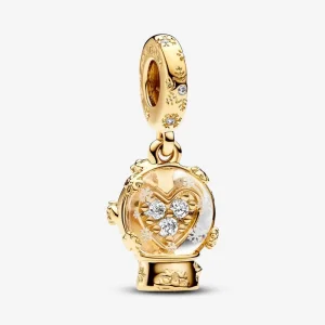 (imagine pentru) Talisman Pandora de tip pandantiv, cu glob cu zăpadă și fulg de nea în formă de inimă - 762825C01